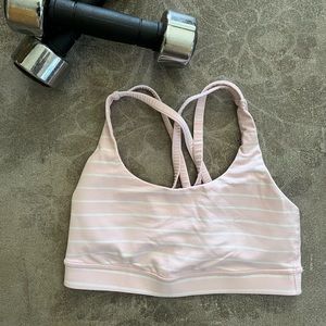Lululemon baby pink and white stripe crop top 💕🤍🍋